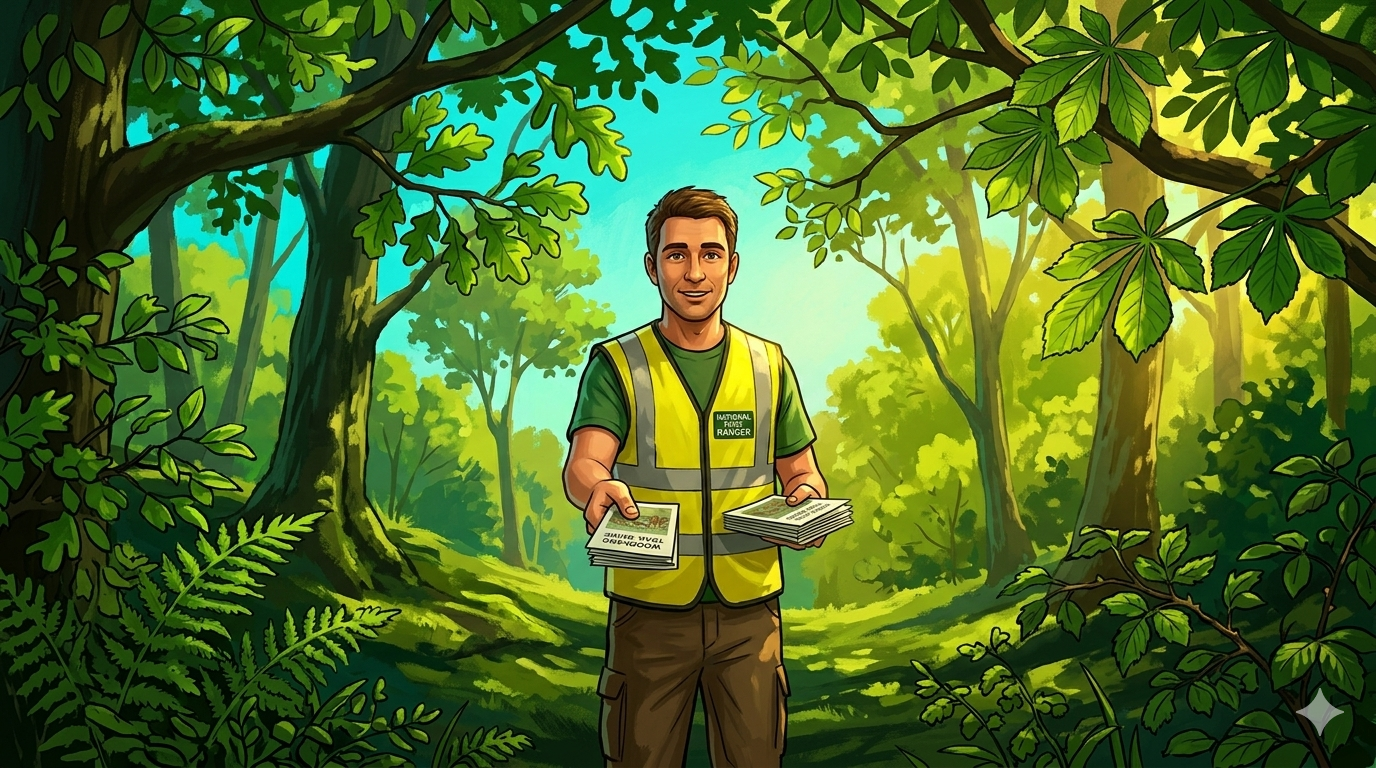 A woodland Ranger is giving us some information about the Forest